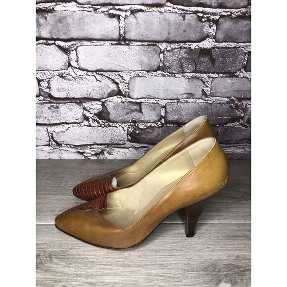 Gianni Versace Brown Croc Leather Pointed Toe Dress Heels Women Sz 39EU/8.5M US - Picture 14 of 16